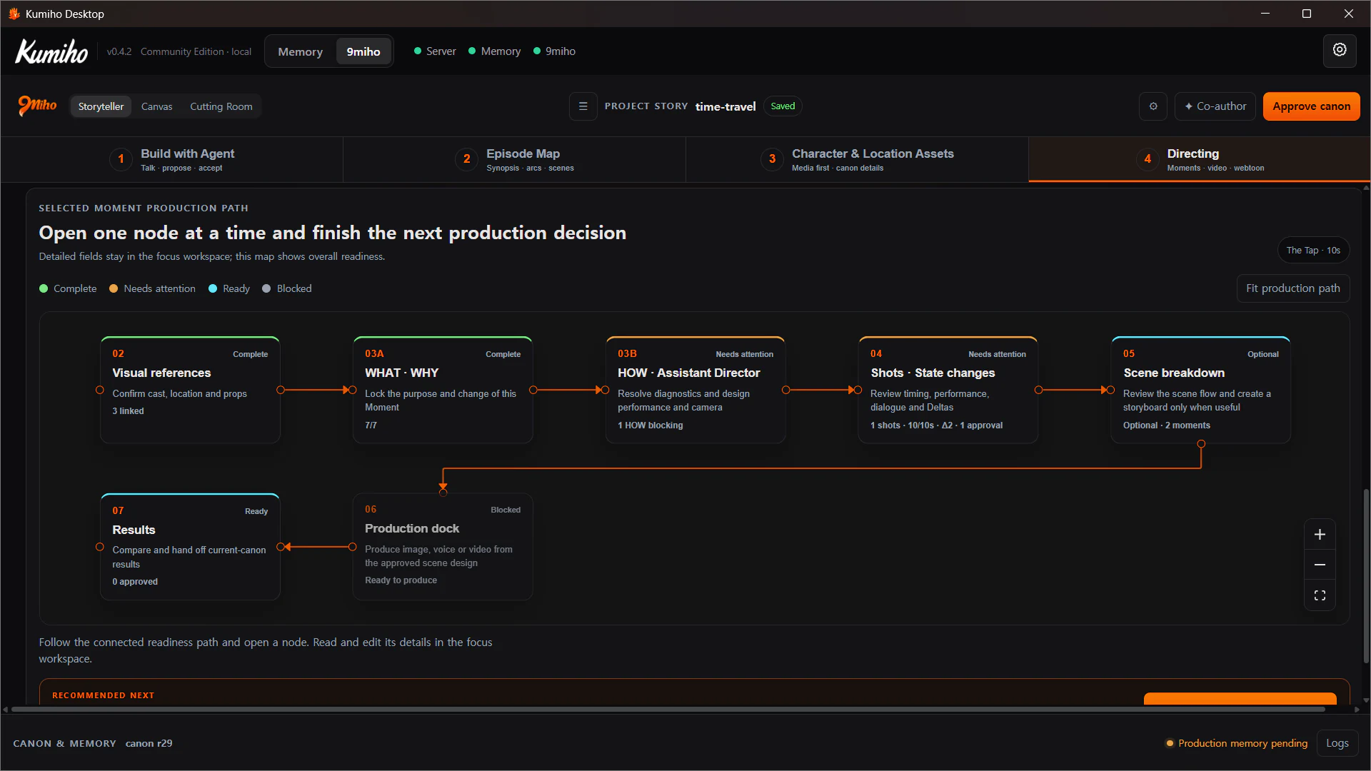 Storyteller readiness path from references to results